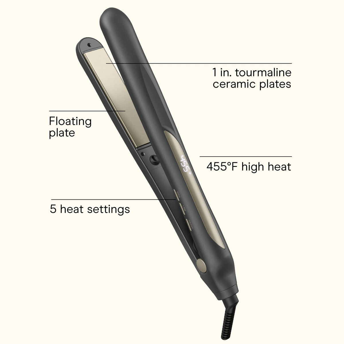1" Tourmaline Ceramic Flat Iron