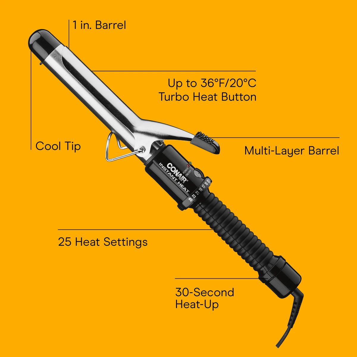 Instant Heat 1-inch Curling Iron